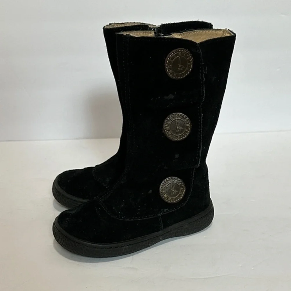 Livie & Luca girls Black Suede Boots with Button Accents size 6